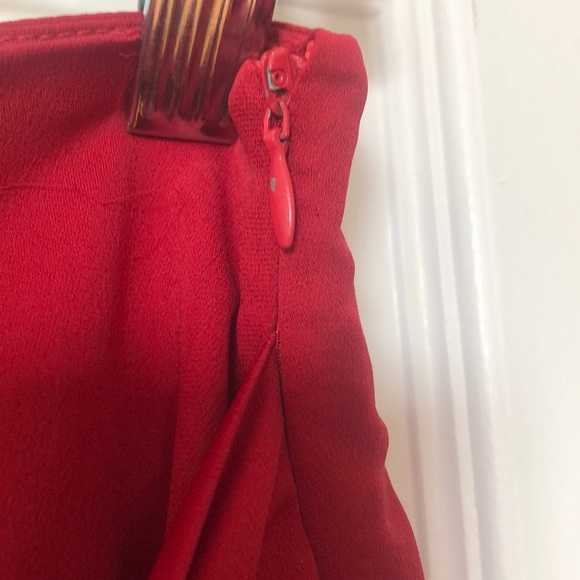 Red A-Line Skirt with Draping - Picture 5 of 6